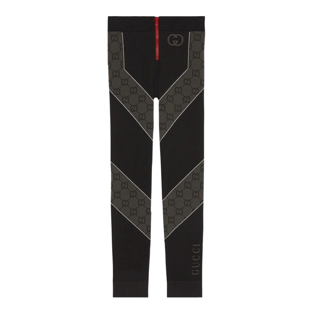 NWT GUCCI GG Jersey Jacquard Leggings Grey Black GG Size L